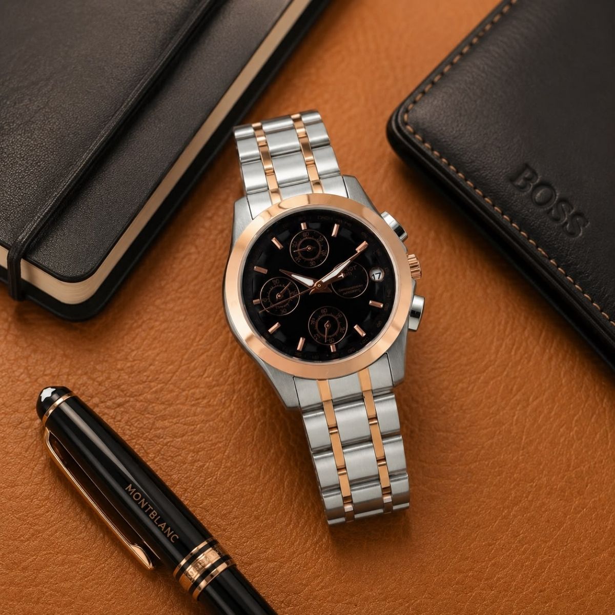 Tis_sot 1853 Women's Chronograph Black Dial Two-Tone Stainless Steel Watch