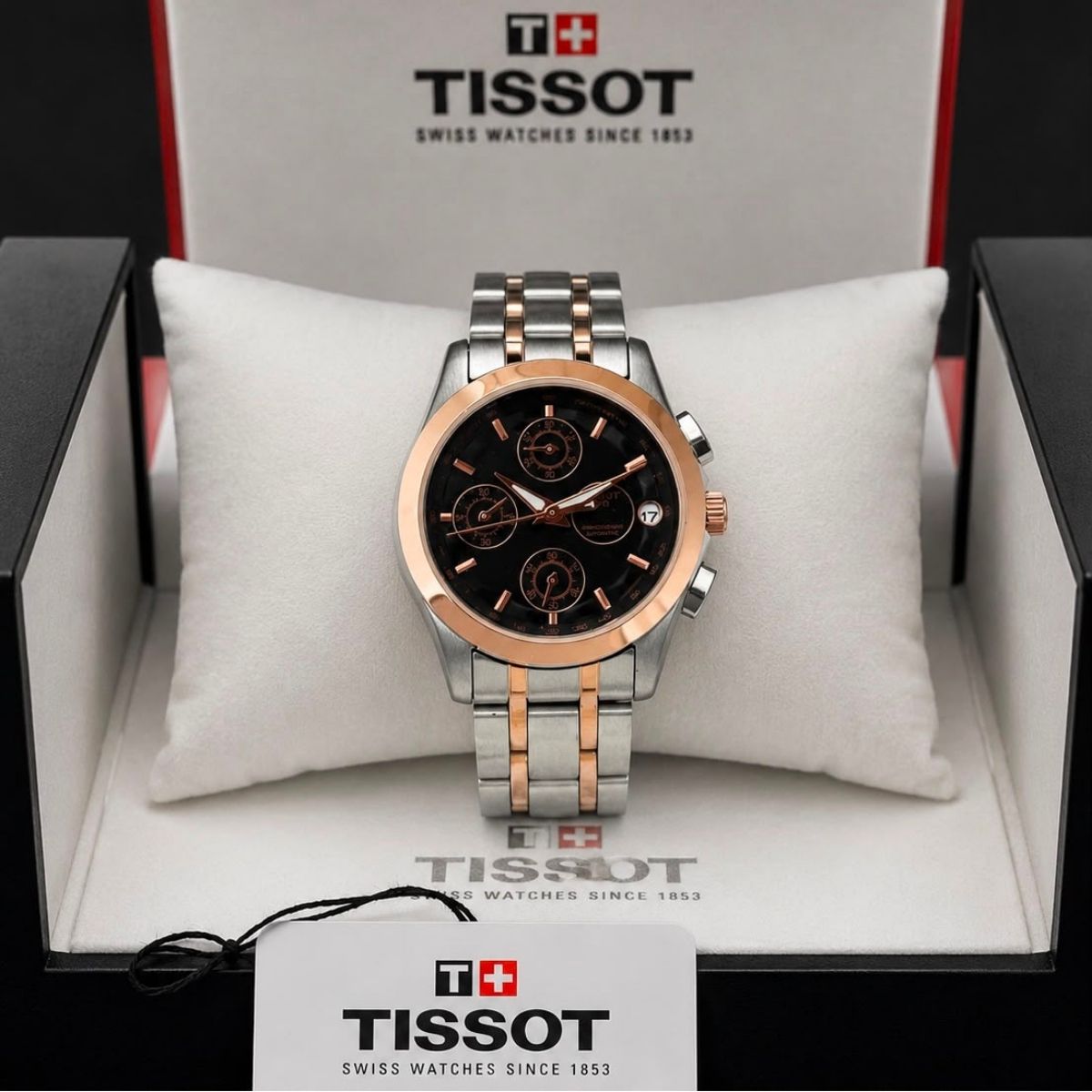 Tis_sot 1853 Women's Chronograph Black Dial Two-Tone Stainless Steel Watch