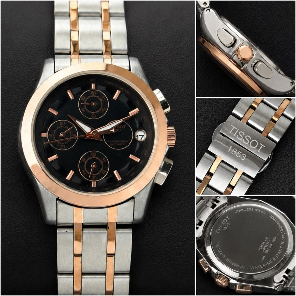 Tis_sot 1853 Women's Chronograph Black Dial Two-Tone Stainless Steel Watch