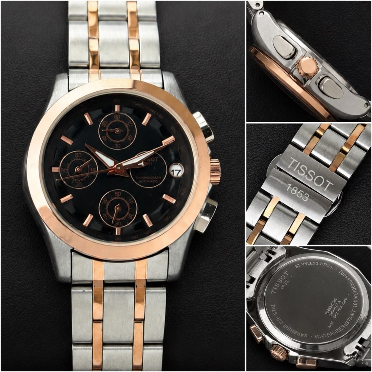 Tis_sot 1853 Women's Chronograph Black Dial Two-Tone Stainless Steel Watch