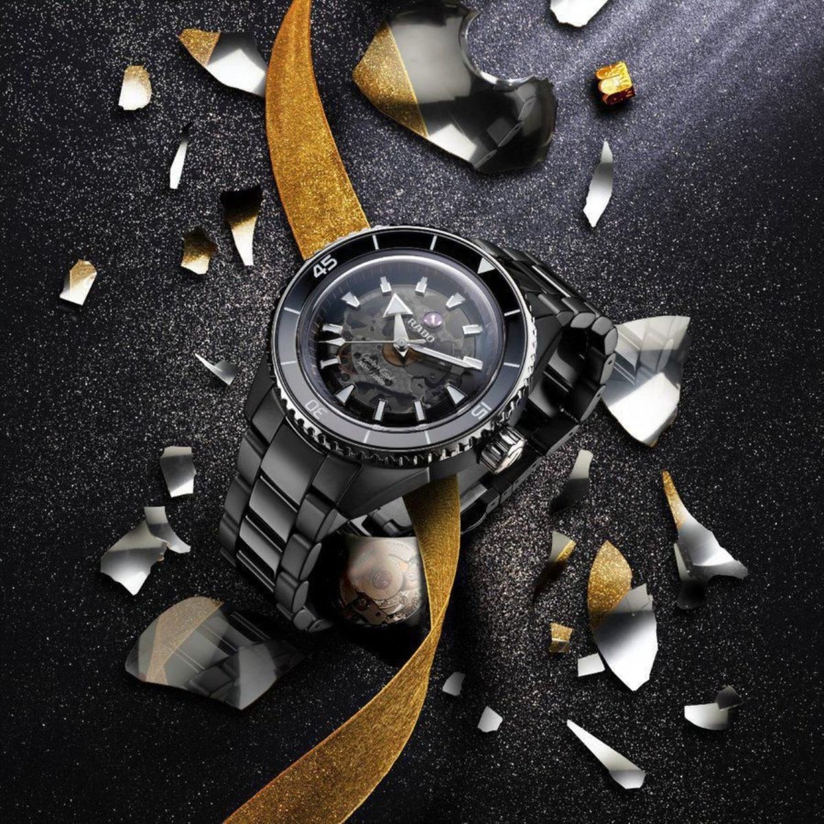 Ra_do Captain Cook Men's Automatic Black Skeleton Dial Full Ceramic Watch
