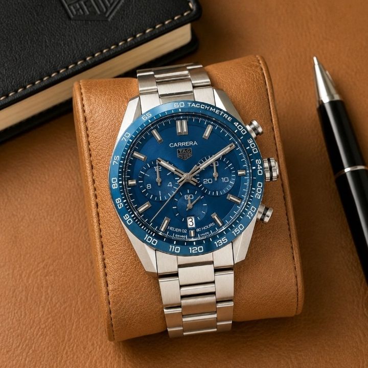TAG He_uer Carrera Blue Dial Stainless Steel Chronograph Men's Watch