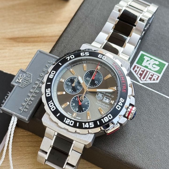 TAG He_uer Formula 1 Black Dial Stainless Steel Chronograph Watch