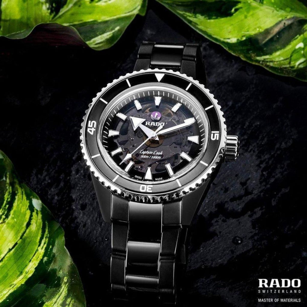 Ra_do Captain Cook Men's Automatic Black Skeleton Dial Full Ceramic Watch