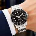 Tis_sot Seastar Men's Automatic Black Dial Stainless Steel Diving Watch