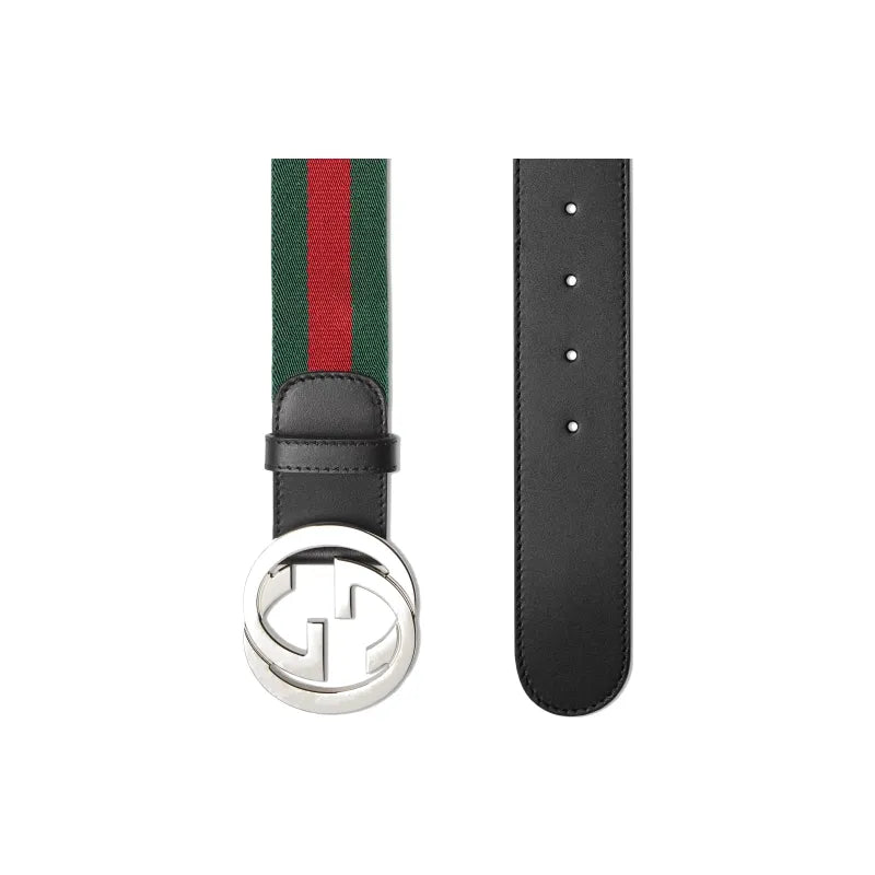 Gucci G Buckle Web Belt Green Red