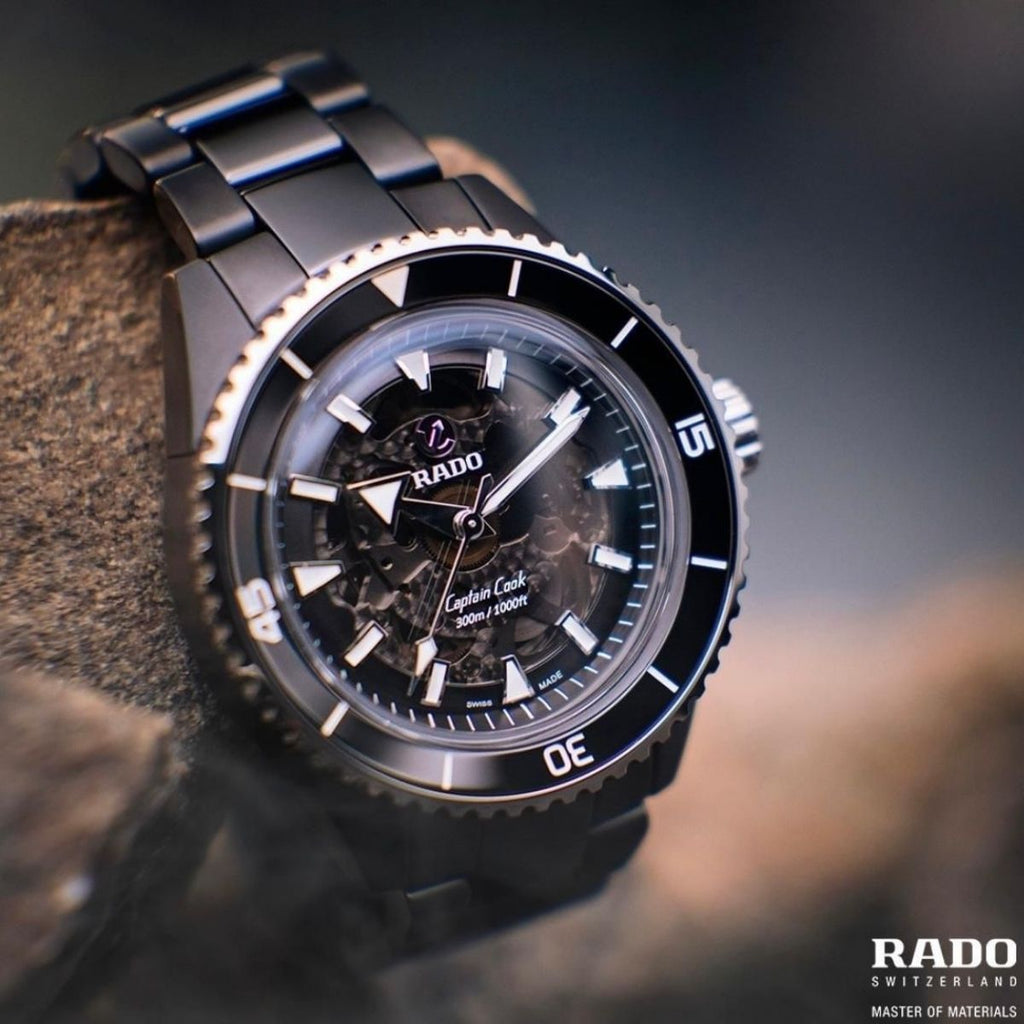 Ra_do Captain Cook Men's Automatic Black Skeleton Dial Full Ceramic Watch