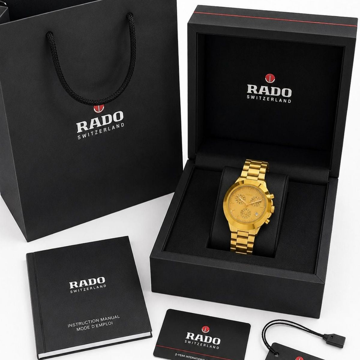 Ra_do Men's Golden Chronograph Dial Stainless Steel Bracelet Watch