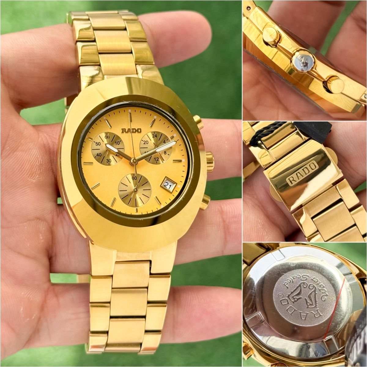 Ra_do Men's Golden Chronograph Dial Stainless Steel Bracelet Watch