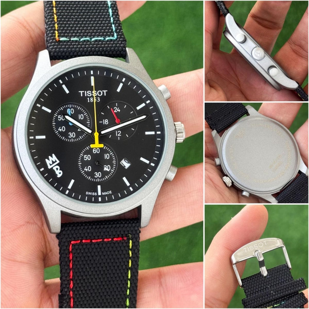 Tis_sot Men's T-Sport Chronograph Black Dial Premium Strap Watch