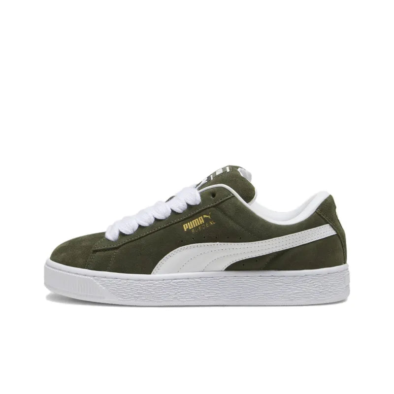 Pu_ma Suede XL Cushioning, Abrasion-Resistant Low-Top Green and White
