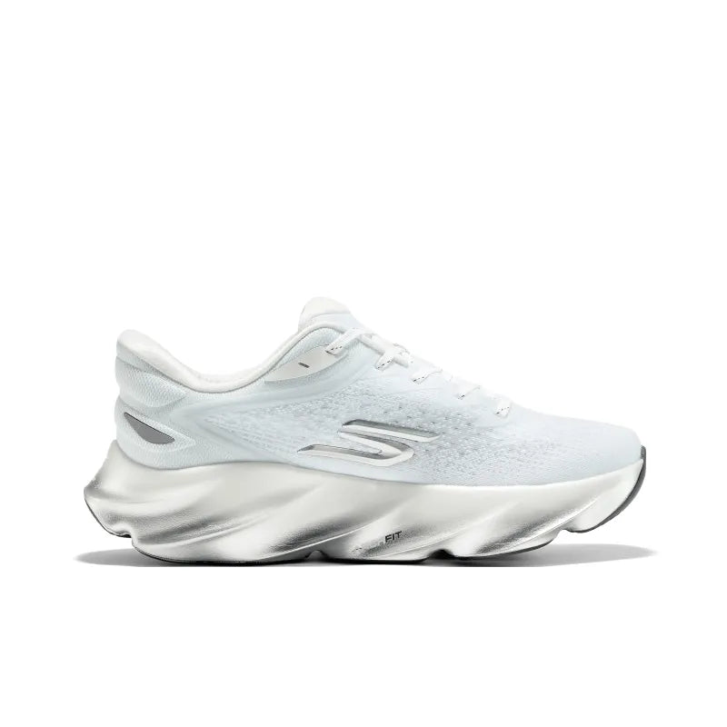 Ske_chers SKX Aero Burst Running Shoes (White/Silver) for Men