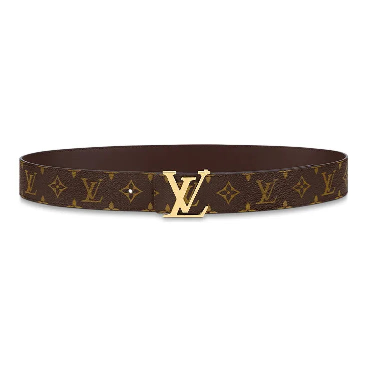 LouisVuitton Initial Value Calfskin Leather Belt Men's Brown Width 4CM