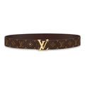 LouisVuitton Initial Value Calfskin Leather Belt Men's Brown Width 4CM