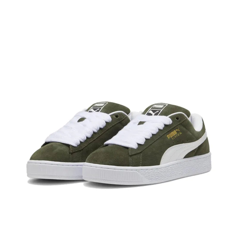 Pu_ma Suede XL Cushioning, Abrasion-Resistant Low-Top Green and White