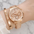 BO_SS Women's Rose Gold Chronograph Bracelet Watch with Crystal Dial