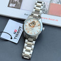 Tis_sot women Powermatic 80 Girls Silver Open Heart Automatic Watch