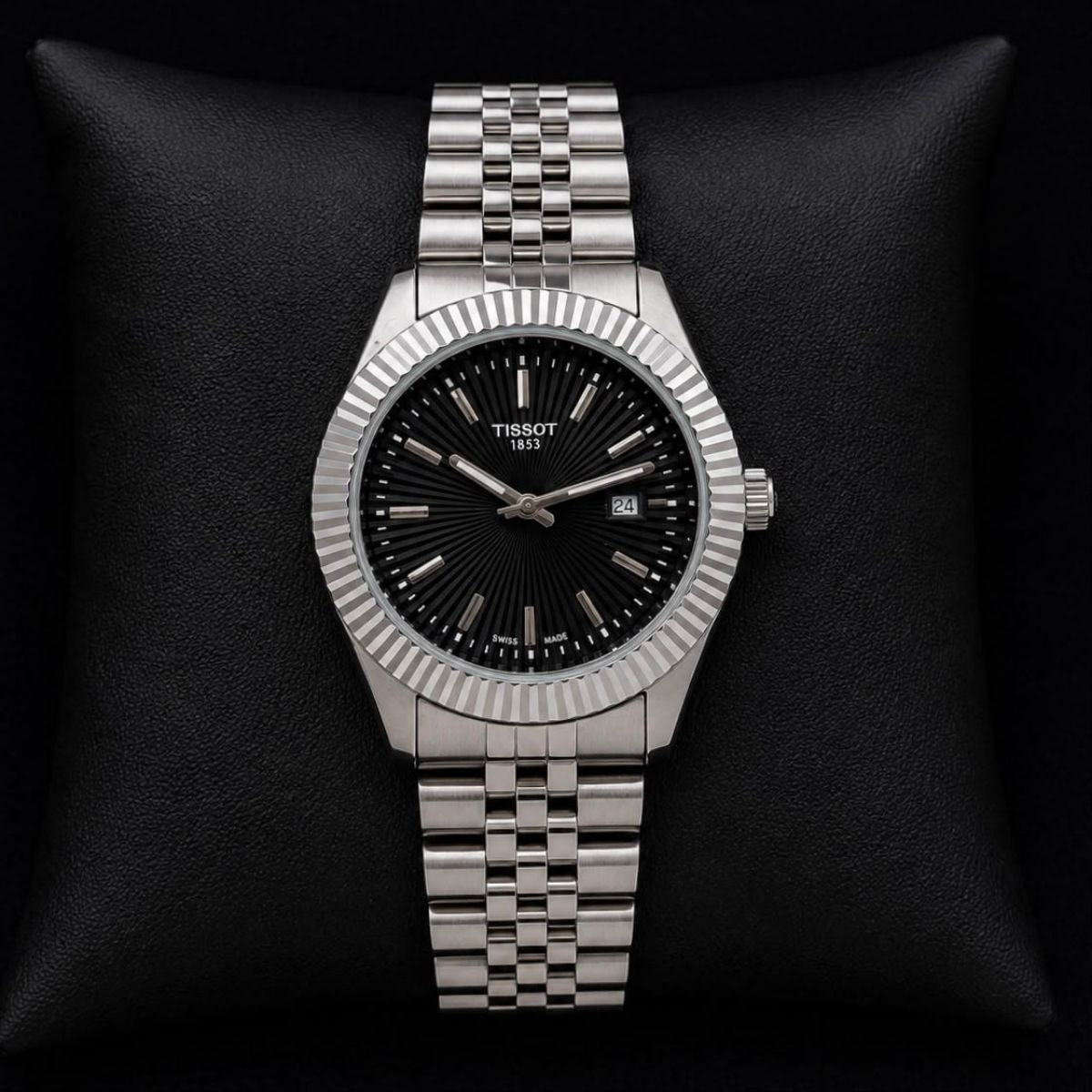 Tis_sot 1853 Men's Classic Black Dial Silver Stainless Steel Watch
