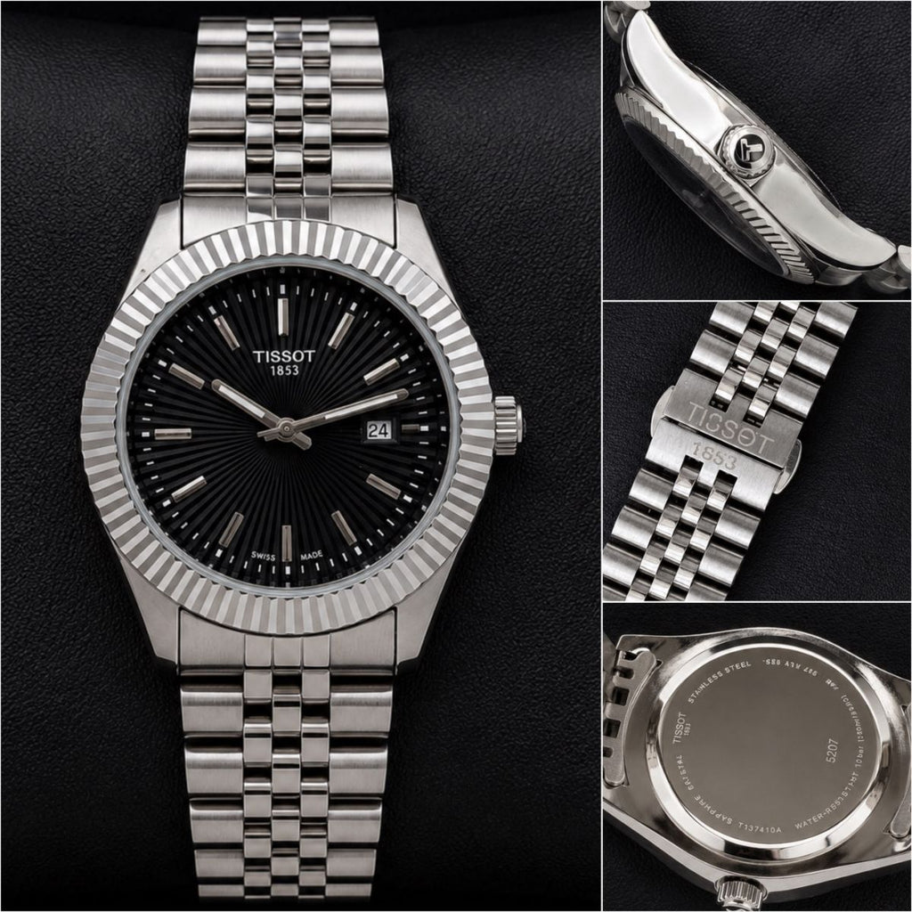 Tis_sot 1853 Men's Classic Black Dial Silver Stainless Steel Watch
