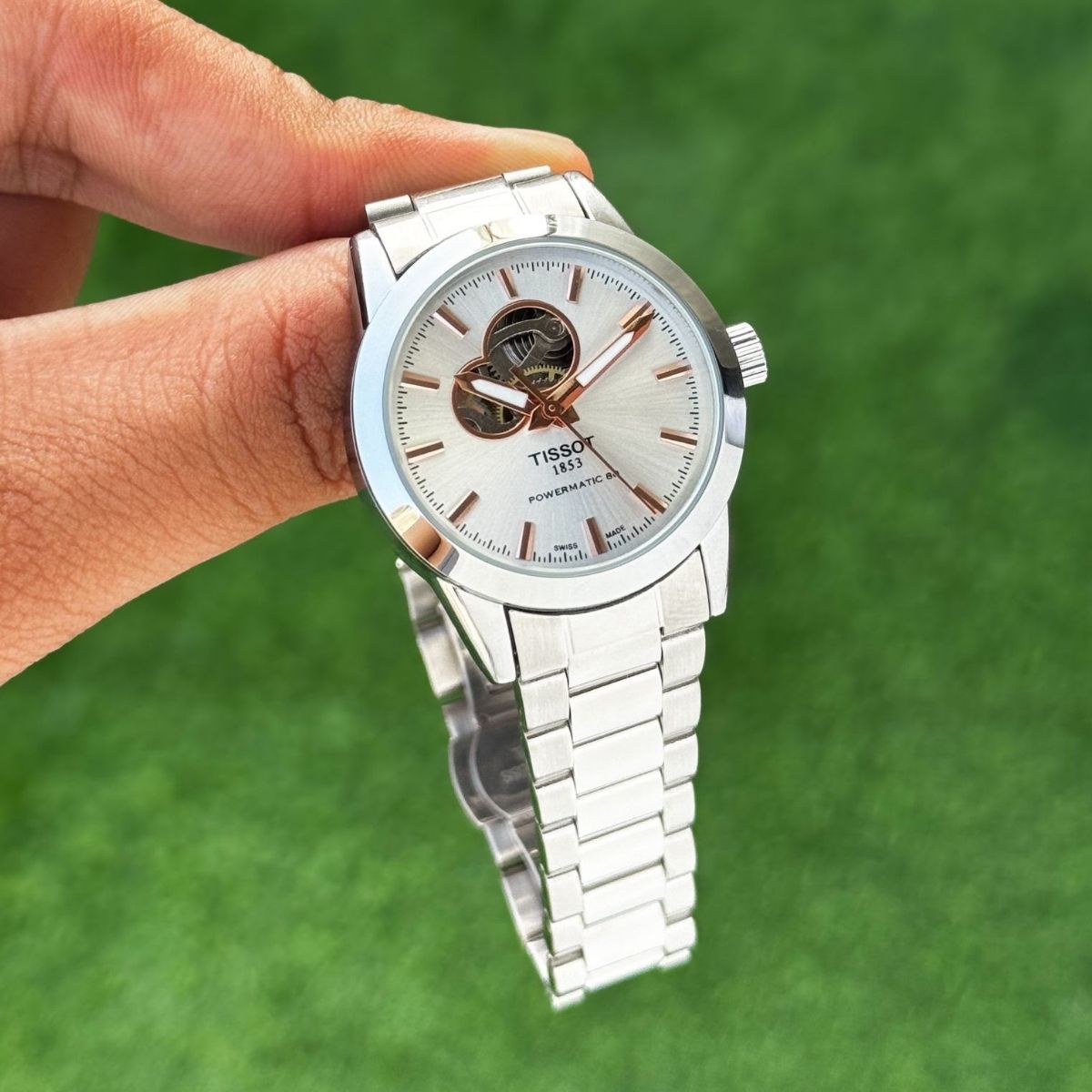 Tis_sot women Powermatic 80 Girls Silver Open Heart Automatic Watch