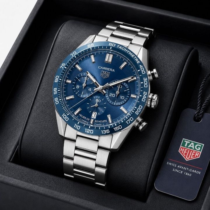 TAG He_uer Carrera Blue Dial Stainless Steel Chronograph Men's Watch