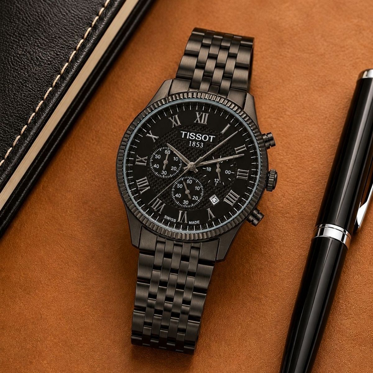Tis_sot 1853 Men's Chronograph Black Dial Full Black Stainless Steel Watch