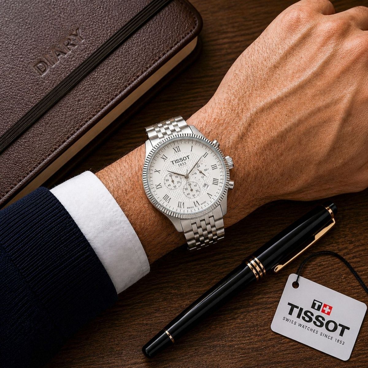 Tis_sot 1853 Men's Chronograph White Dial Silver Stainless Steel Watch