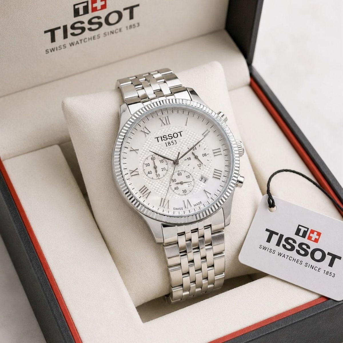 Tis_sot 1853 Men's Chronograph White Dial Silver Stainless Steel Watch