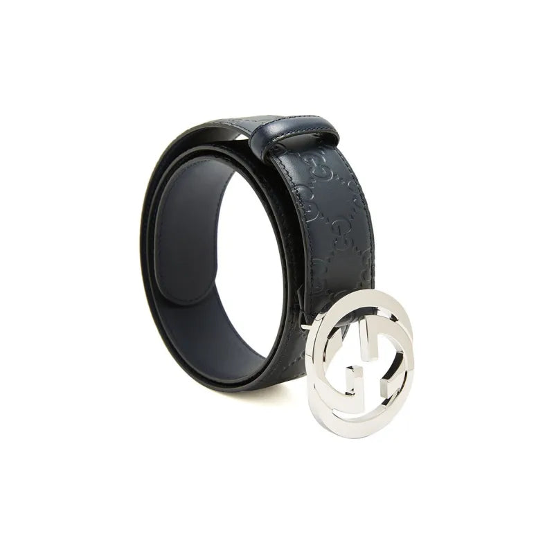 Gucci Signature Nickel Hardware, Leather Belt for Men, 4cm Width