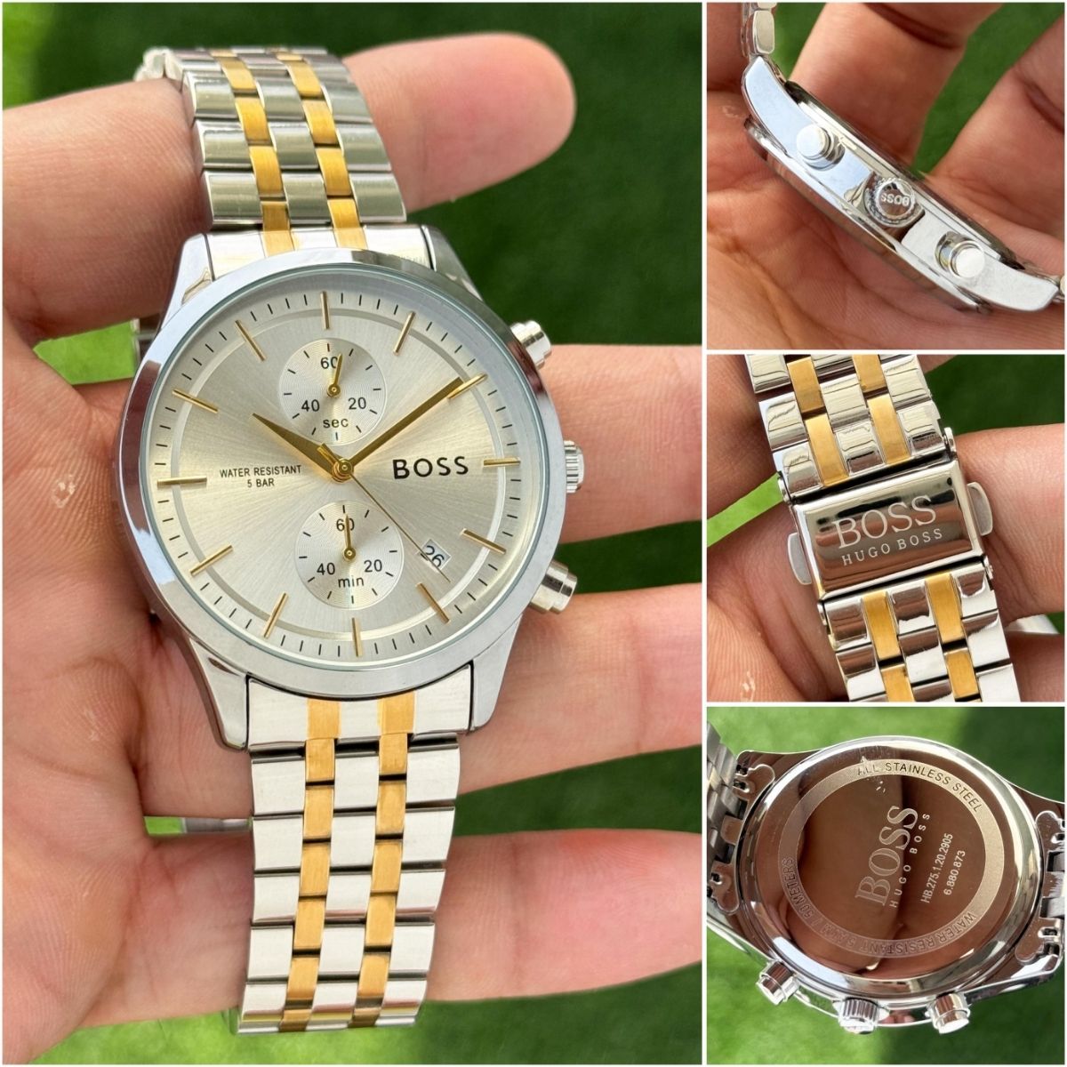 BO_SS Men's Silver Dial Two-Tone Stainless Steel Chronograph Watch