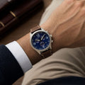 Tis_sot Men's T-Sport Chronograph Blue Dial Brown Leather Strap Watch