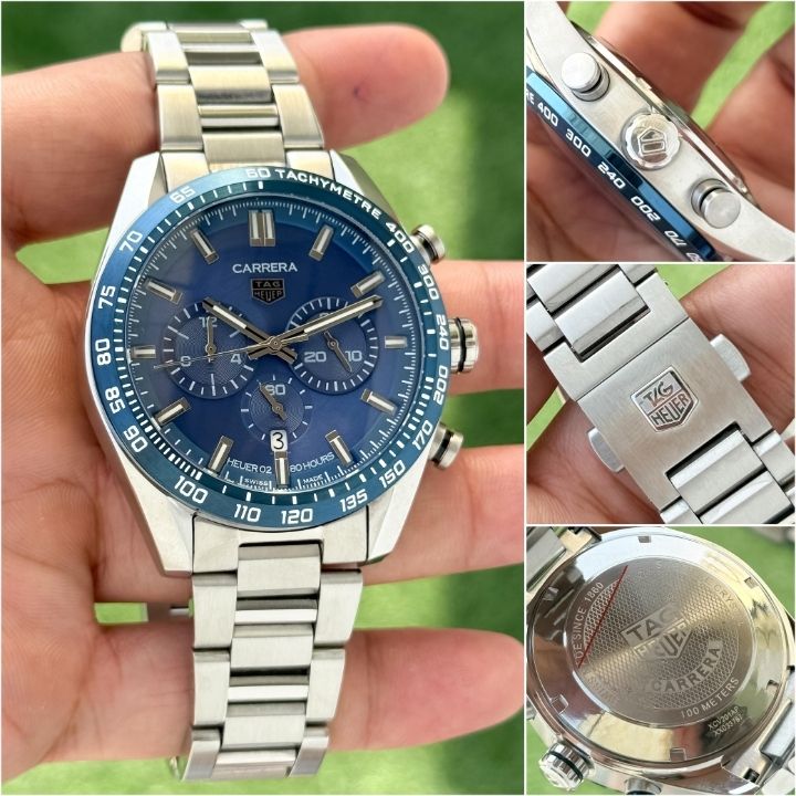 TAG He_uer Carrera Blue Dial Stainless Steel Chronograph Men's Watch