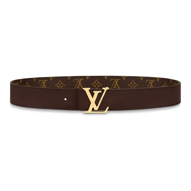 LouisVuitton Initial Value Calfskin Leather Belt Men's Brown Width 4CM