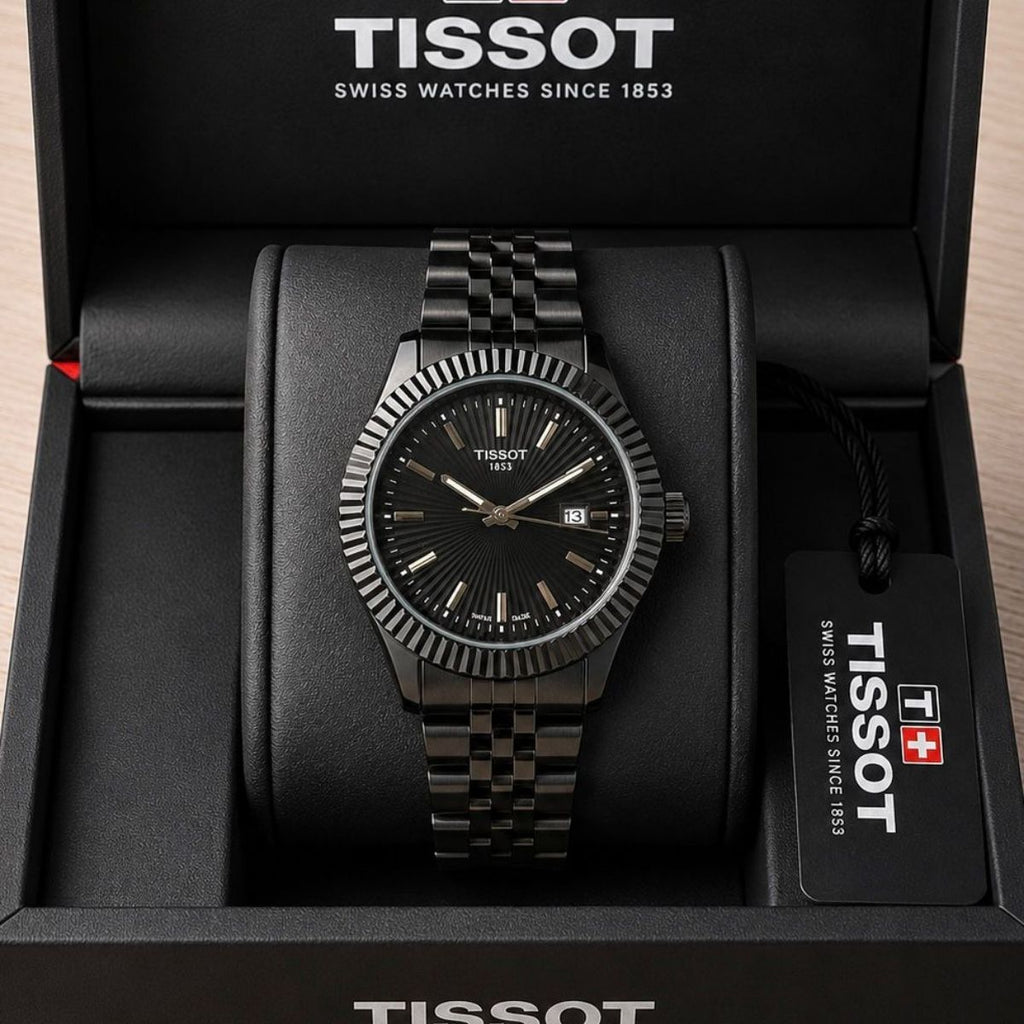 Tis_sot 1853 Men's Classic Black Dial Full Black Stainless Steel Watch