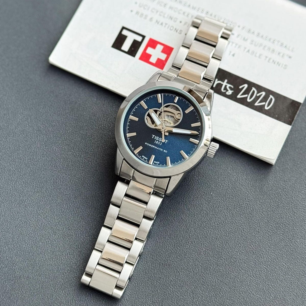 Tis_sot Gentlewoman Powermatic 80 Women's Blue Dial Open Heart Watch