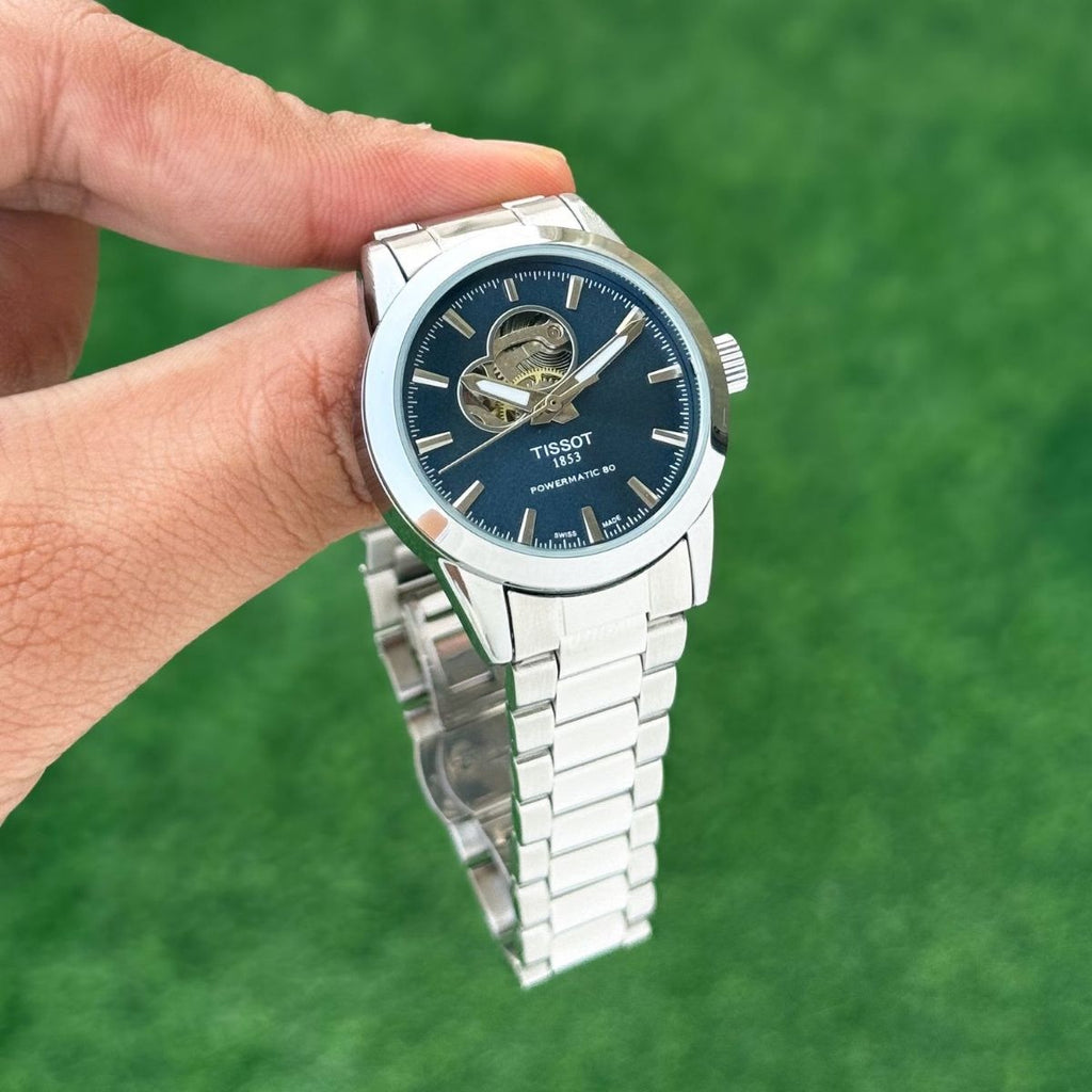 Tis_sot Gentlewoman Powermatic 80 Women's Blue Dial Open Heart Watch
