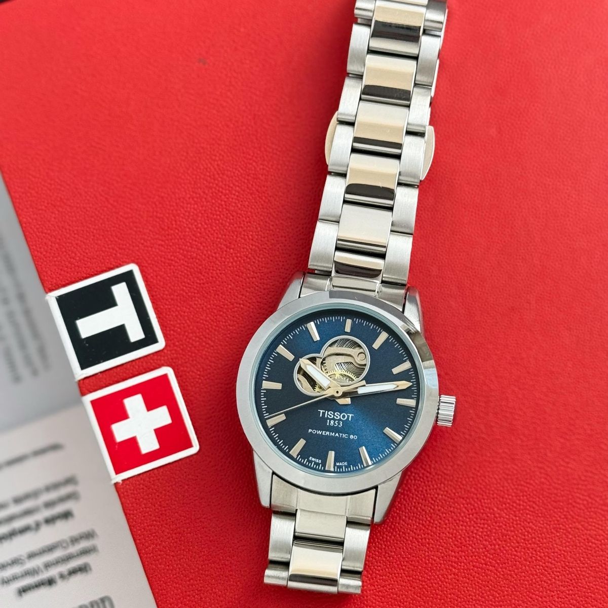 Tis_sot Gentlewoman Powermatic 80 Women's Blue Dial Open Heart Watch