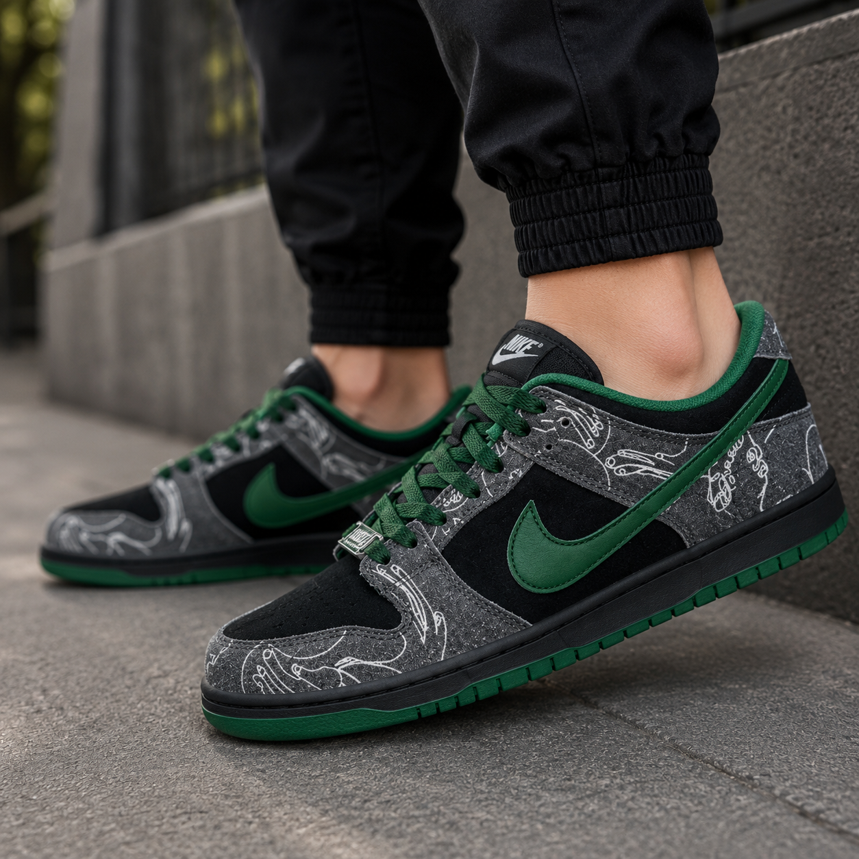 Ni_ke x Dare SB Dunk Low Pro Anthracite and Ribbed Green