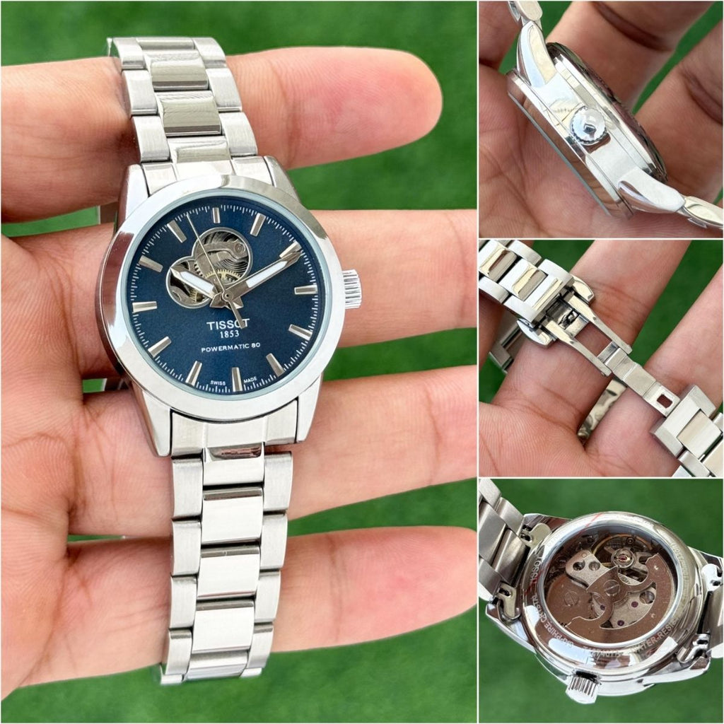 Tis_sot Gentlewoman Powermatic 80 Women's Blue Dial Open Heart Watch
