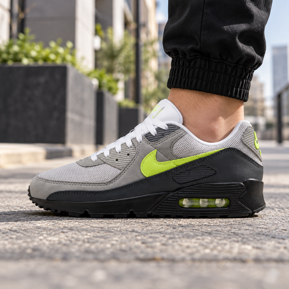 Nike Air Max 90 Men's Running Shoes Grey Yellow