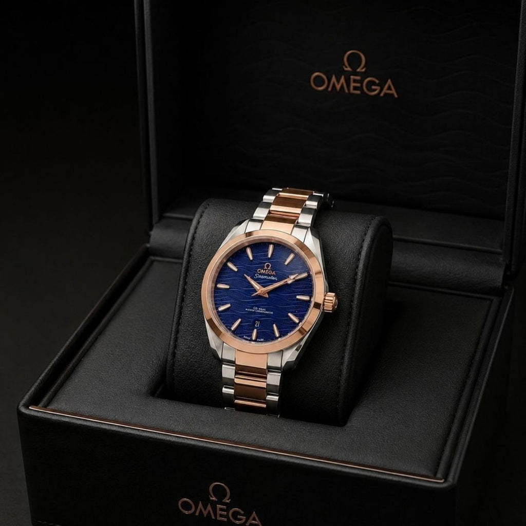 Om_ega Seamaster Men's Automatic Blue Dial Two-Tone Stainless Steel Watch