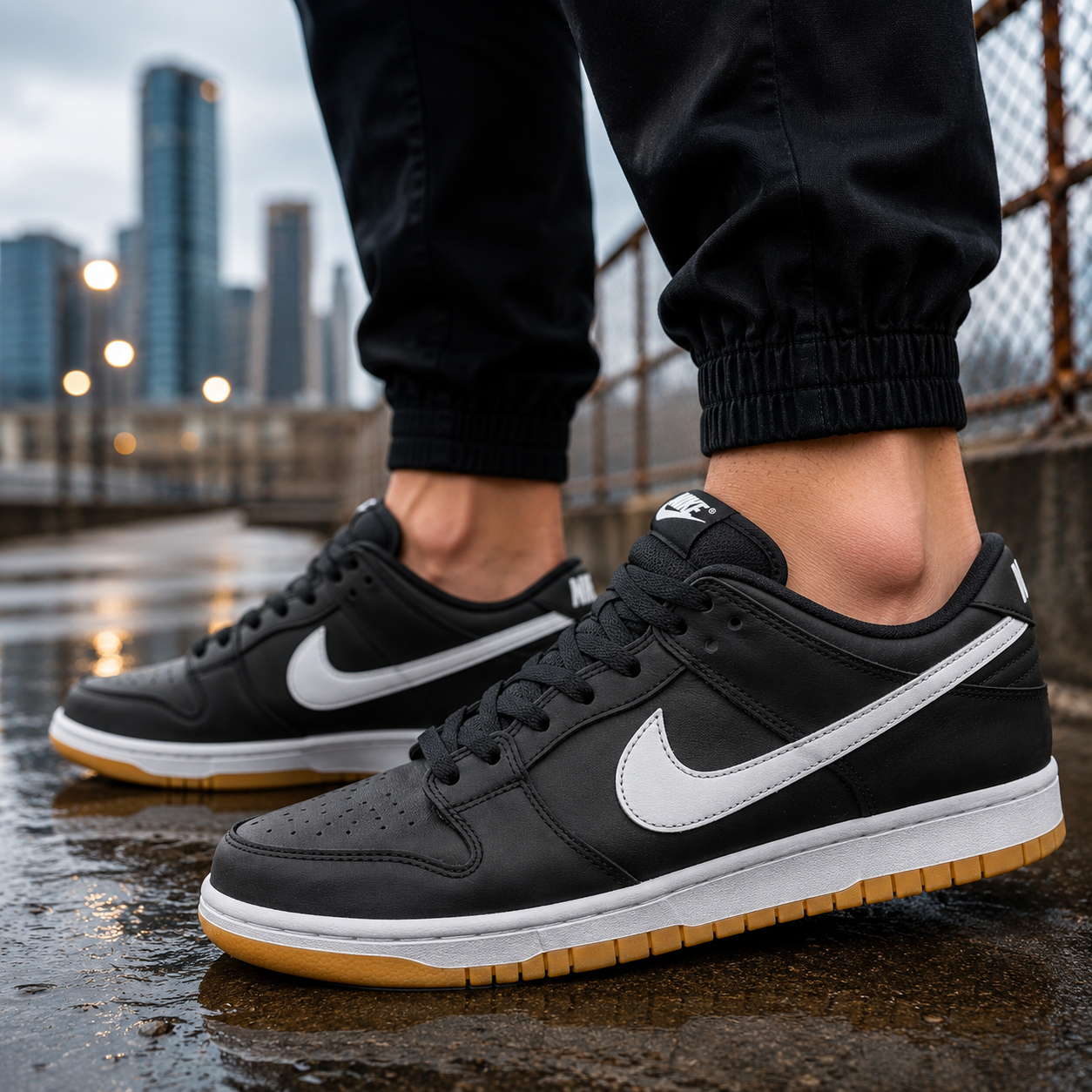 Ni_ke SB Dunk Low Black Gum Sneakers