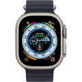 Apple Watch Ultra (GPS + Cellular, 49 mm) Titanium Case with Midnight Ocean Band, Bundle 6 Bonus Bands, Charging Stand, & 2 amp charger