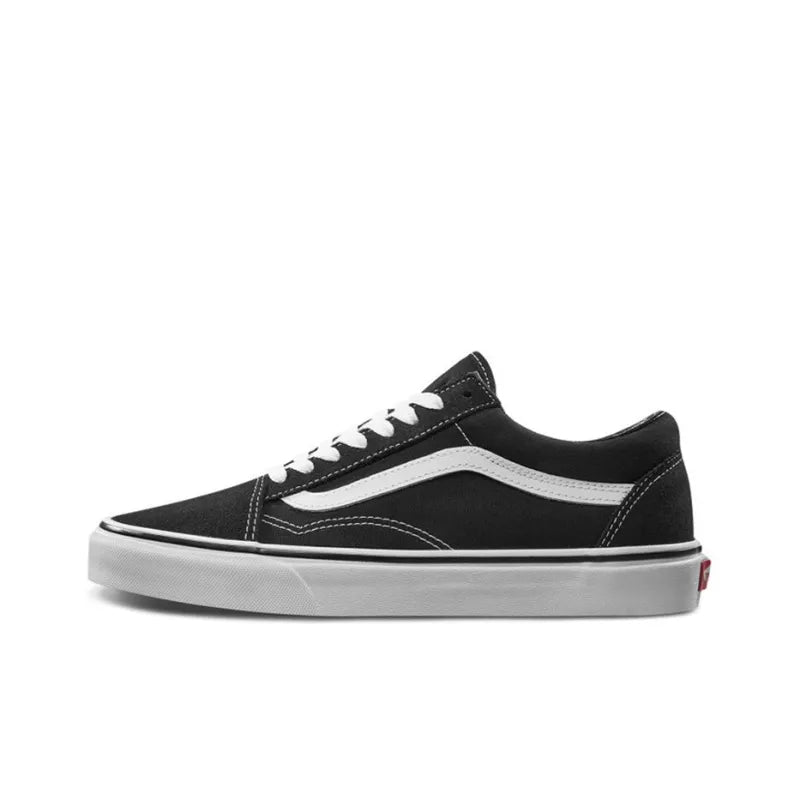 Va_ns Original Skool Black Suede Low-Top Skateboarding Shoes Unisex Black White