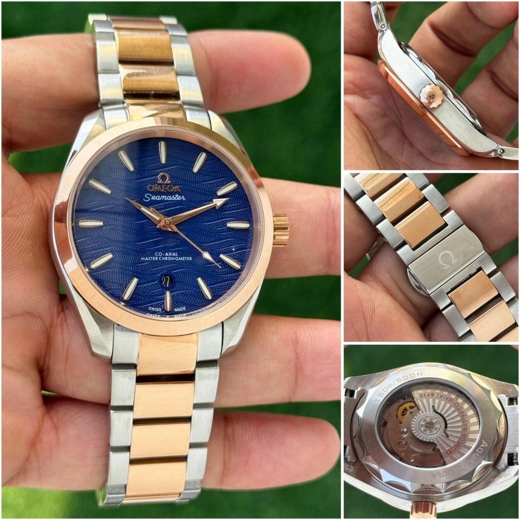 Om_ega Seamaster Men's Automatic Blue Dial Two-Tone Stainless Steel Watch