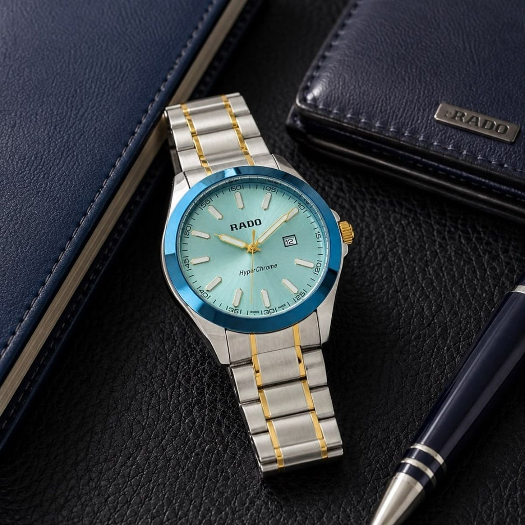Ra_do HyperChrome Men's Quartz Ice Blue Dial Two-Tone Stainless Steel Watch