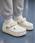 Cro_cs _Plat_form Clogs – White with Lime Strap | Lightweight Unisex Casual Slip-On