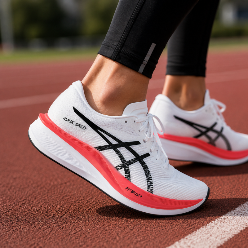 As_ics Magic Speed 3.0 Low-Top Running Shoes men's White Black Pink