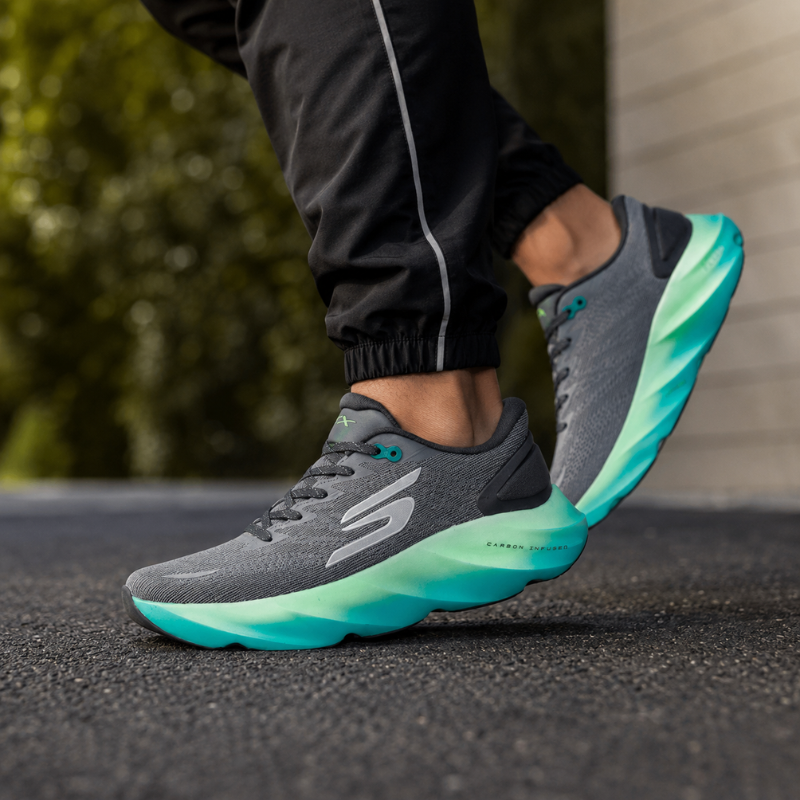 Skec_hers SKX Aero Burst Abrasion-Resistant Running Shoe Men's Gray Blue