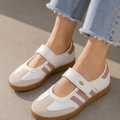 Wo_men's Retro Mary Jane Sne_akers – White & Pink Casual Strap Shoes